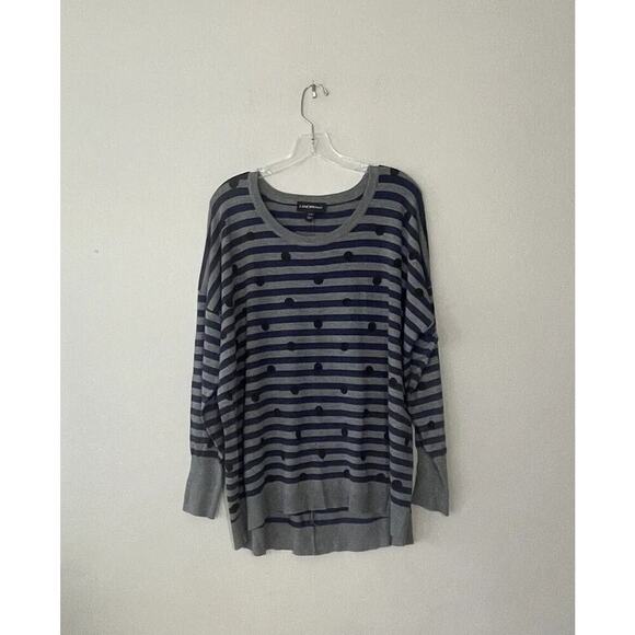 NEW Lane Bryant Polka Dot Striped Navy Pullover Sweater Cozy Plus Size 18 20 - Picture 1 of 5